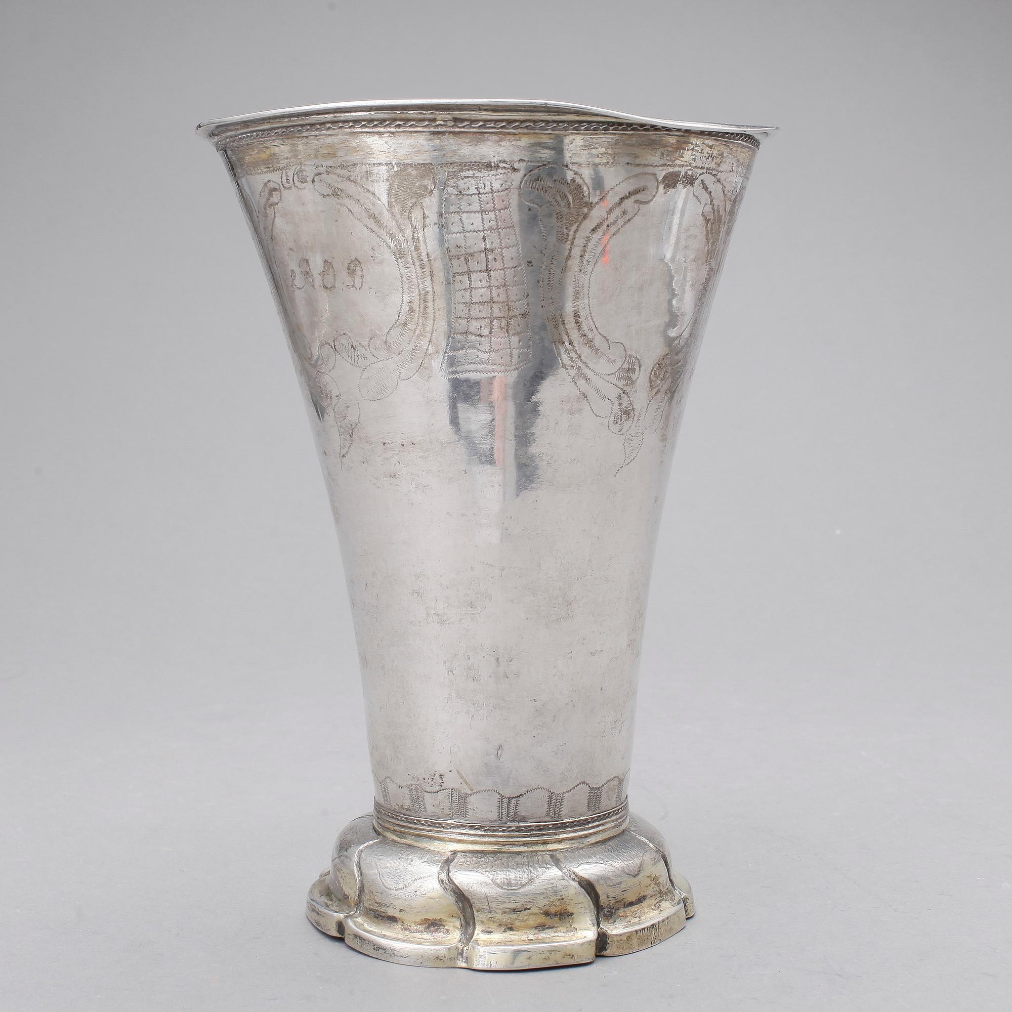 BÄGARE, silver Carl Fredrik Seseman, Arboga 1791. Vikt 486 gr.