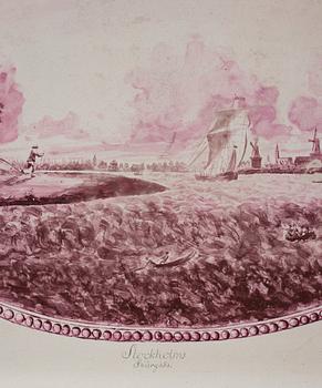 Fajansbricka, sent 1700-tal, Gustaviansk.