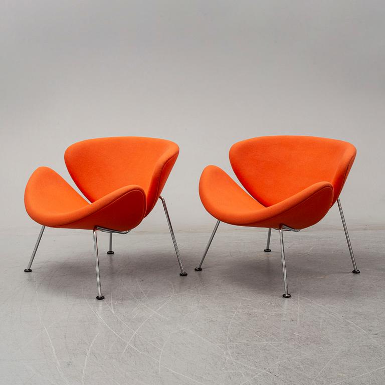 A pair of second half fhe 20th century Pierre Paulin "Orange Slice" chairs from Artifort,