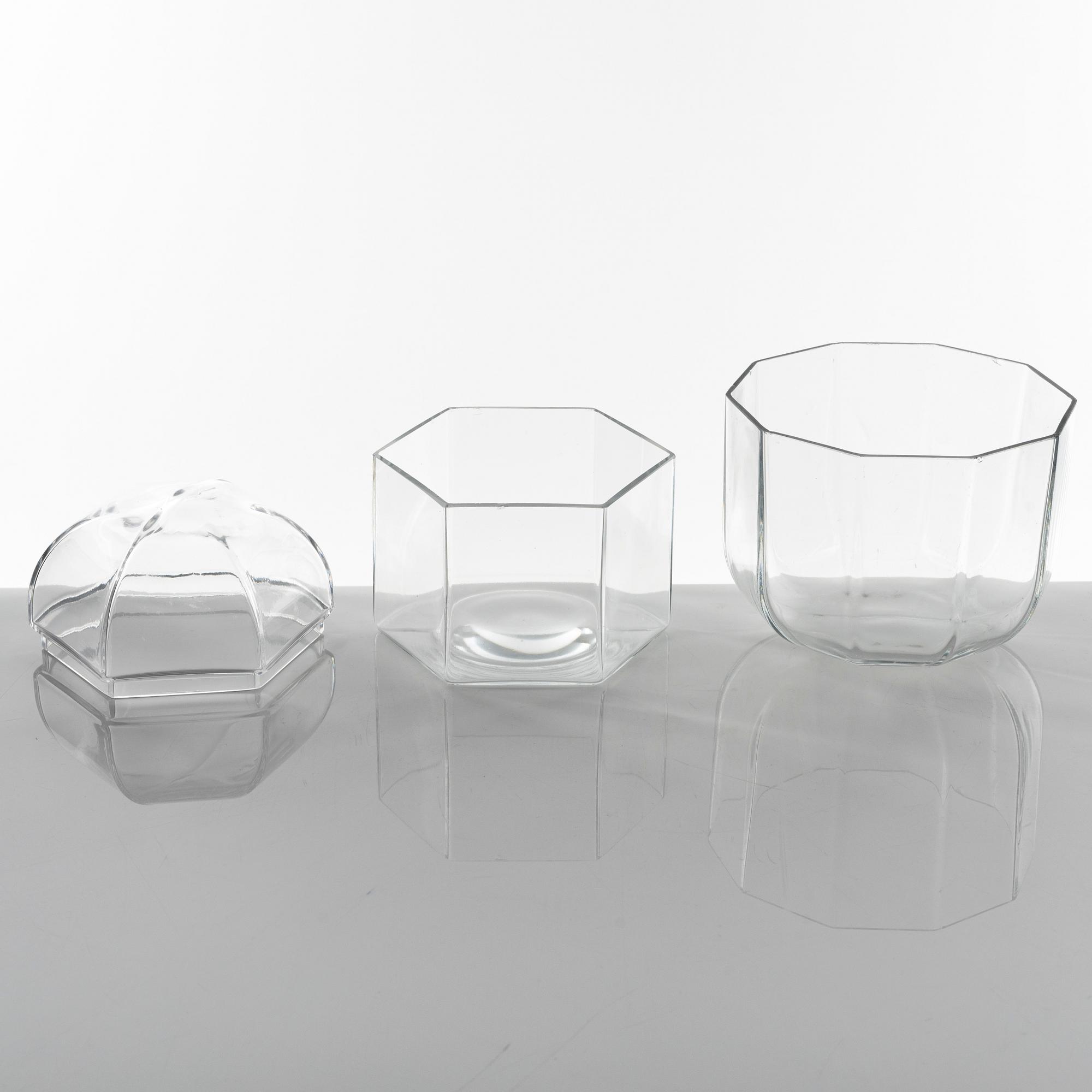 A 26 pieces glass service, "Oktav" by Bertil Vallien for Kosta Boda, Sweden.