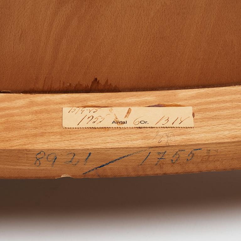 Ole Wanscher, karmstolar, 1 par, modell 1755, Fritz Hansen, Danmark 1945.