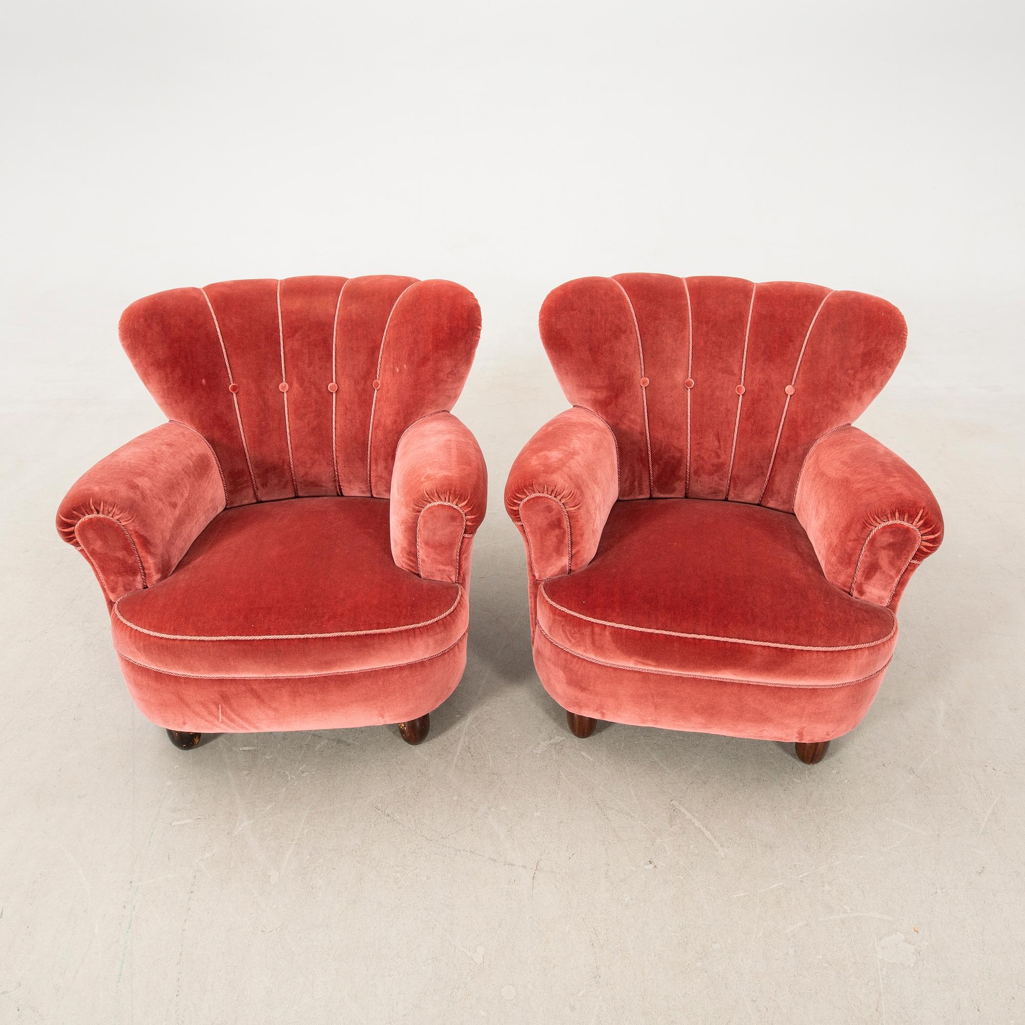 Armchairs 1 pair, 1940s Swedish Modern.