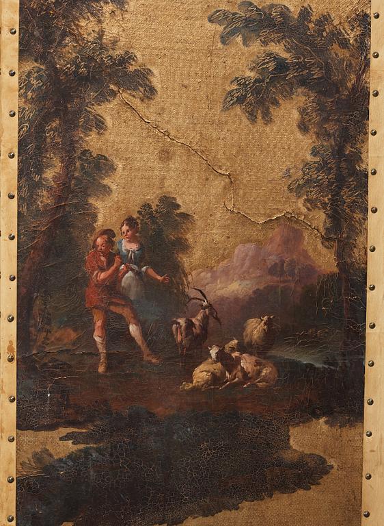 A mid 18th century screen, France or Holland.