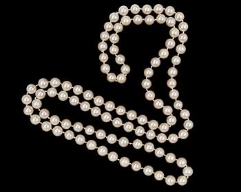 COLLIER, odlade japanska pärlor, ca 8,2 mm.