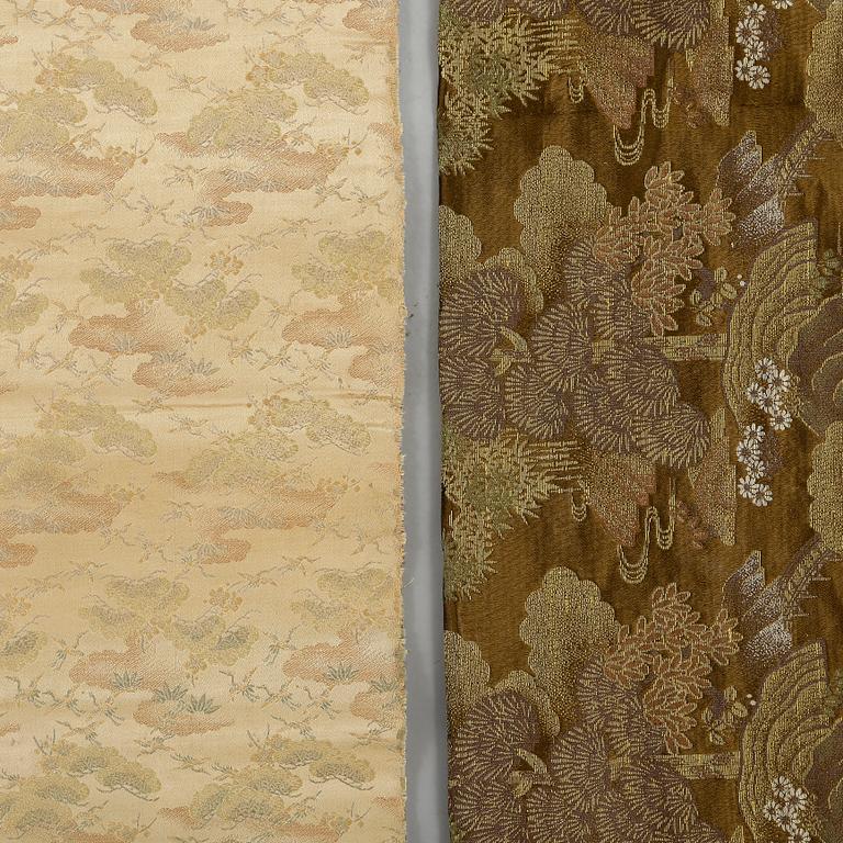 OBISKÄRP, 2 st SAMT 2 TEXTILDELAR, Japan 1900-tal.