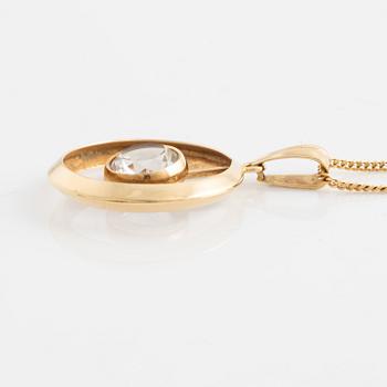 Hänge med kedja, 18K guld med vit sten.