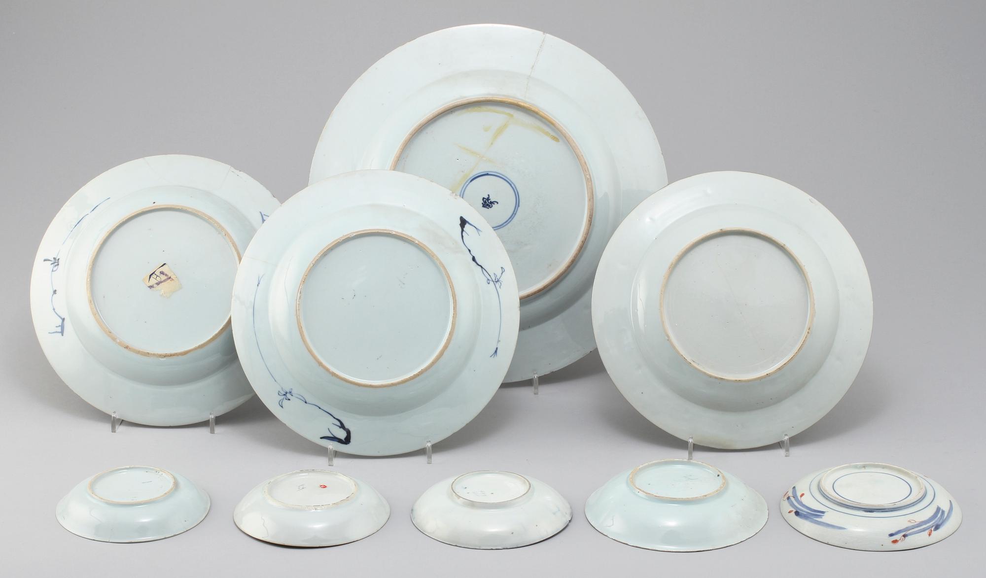 PARTI PORSLIN, 9 delar, porslin, Kina, 1700-tal.