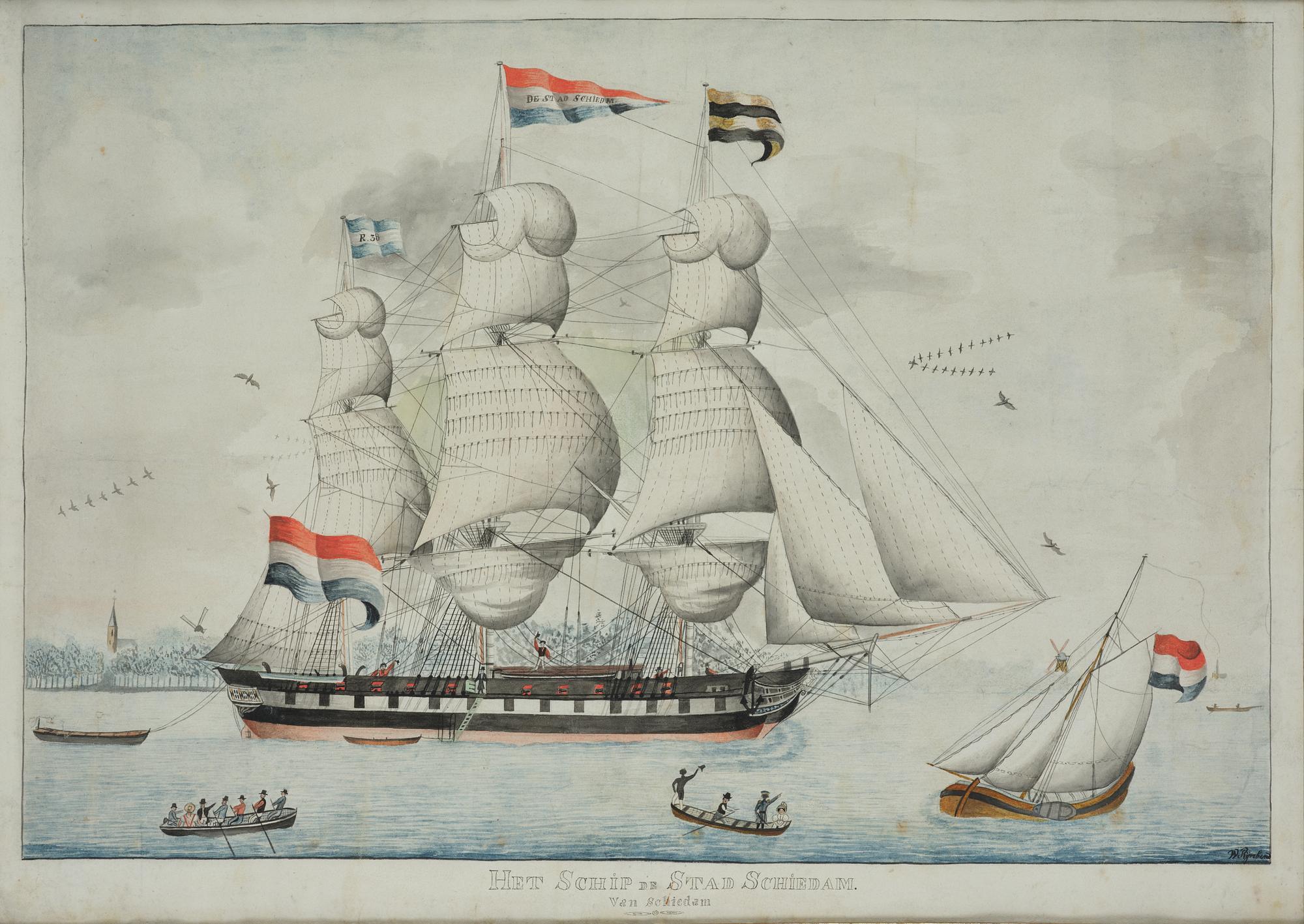 W Rijnbend, 18th century, "The Ship of the City of Schiedam".