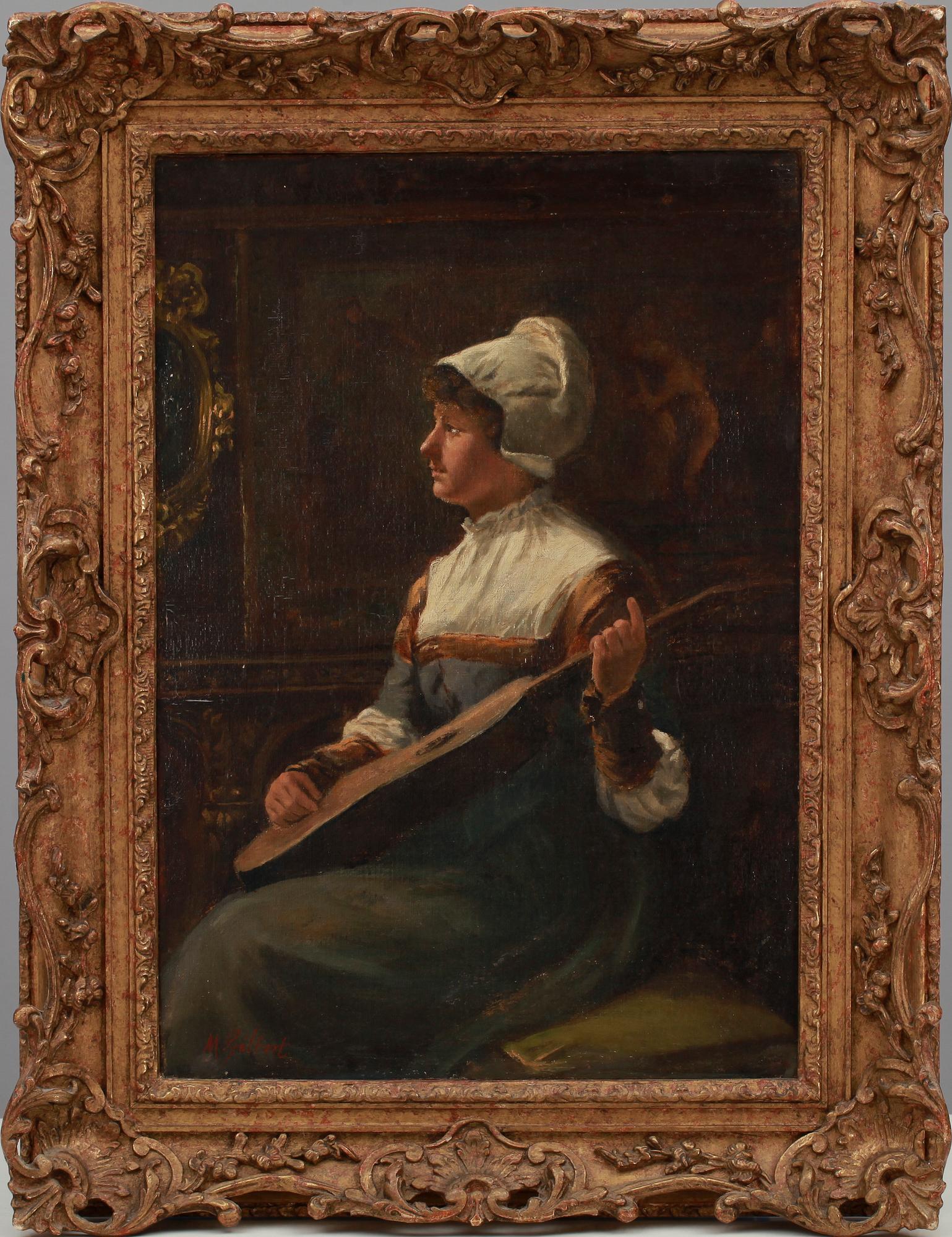 OKÄND KONSTNÄR, olja på duk, bär sign M. Gilbert, 1800-tal.