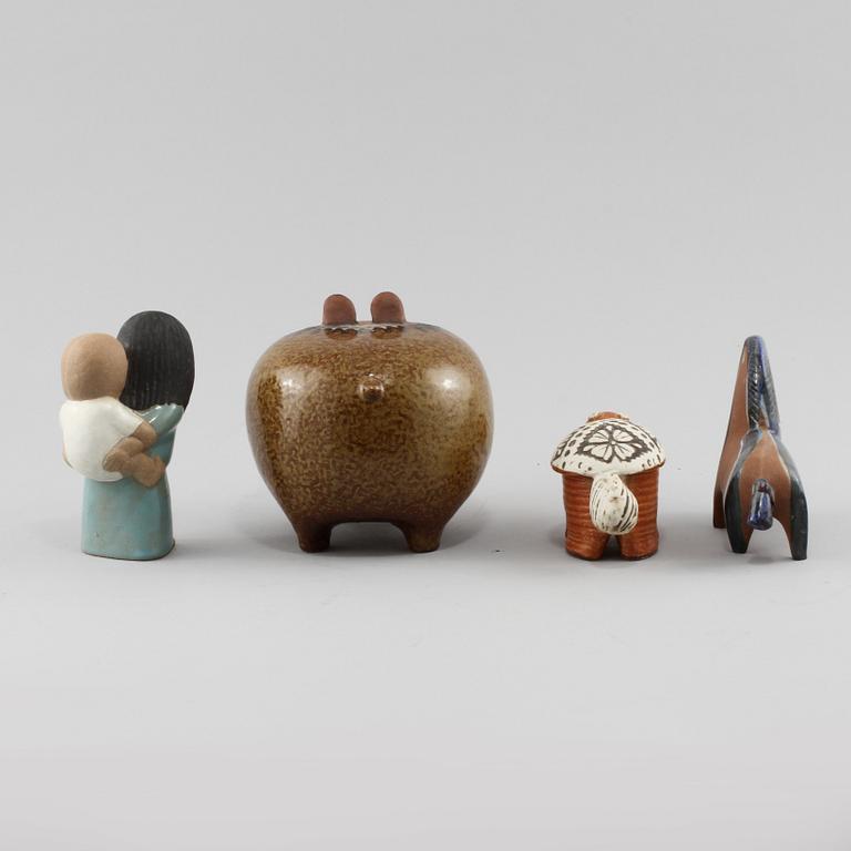 FIGURINER, 4 st, stengods, Lisa Larson, Gustavsberg, 1900-talets andra hälft.