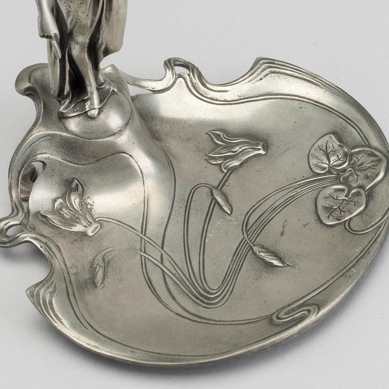 VISITKORTSFAT, tenn, Achille Gamba. jugendstil.