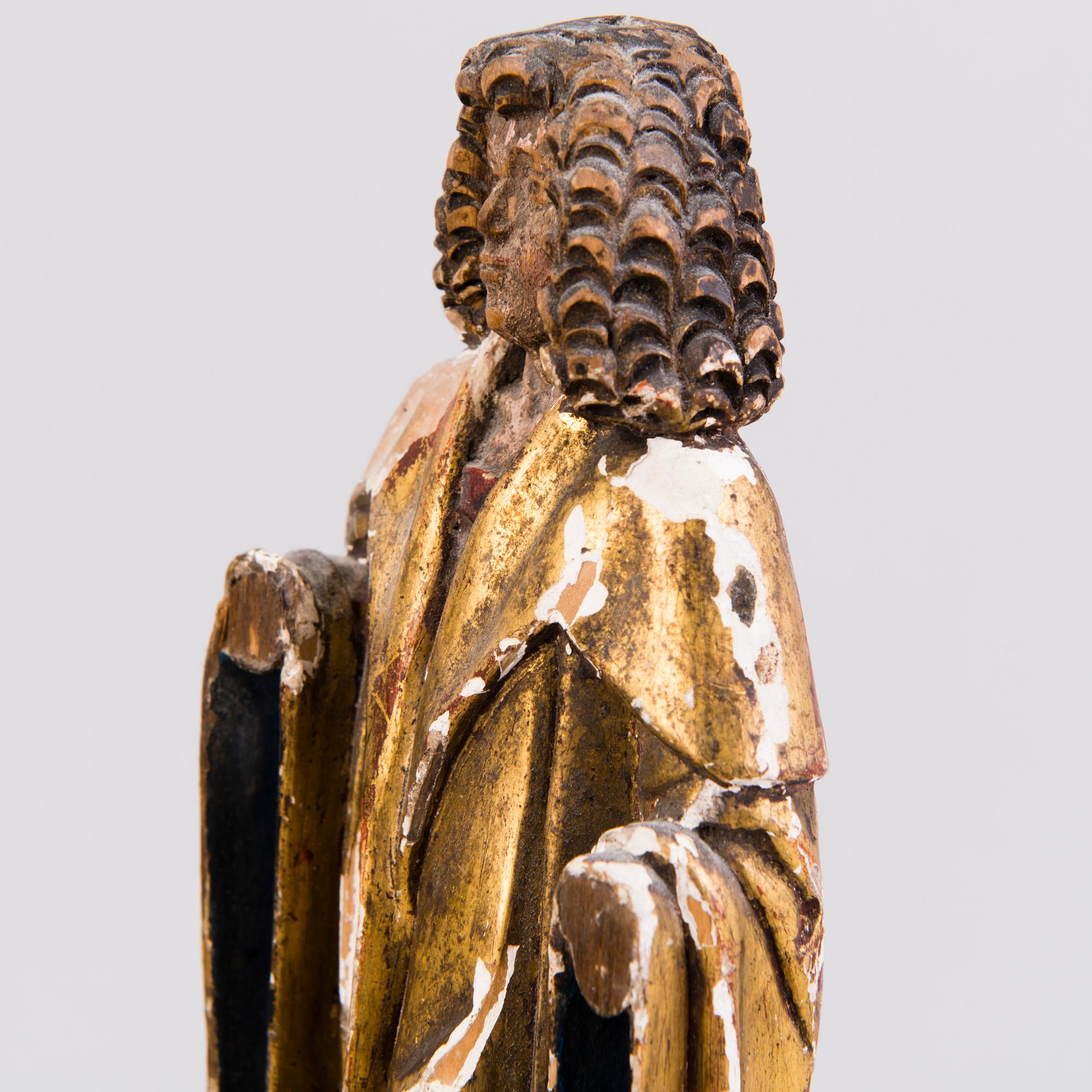 TWO SCULPTURES, painted wood, 18th century.