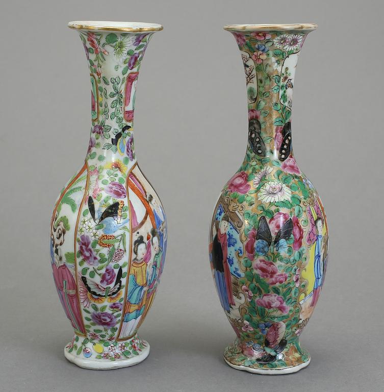 VASER, 2 st, porslin, Kanton, Kina, sent 1800-tal.