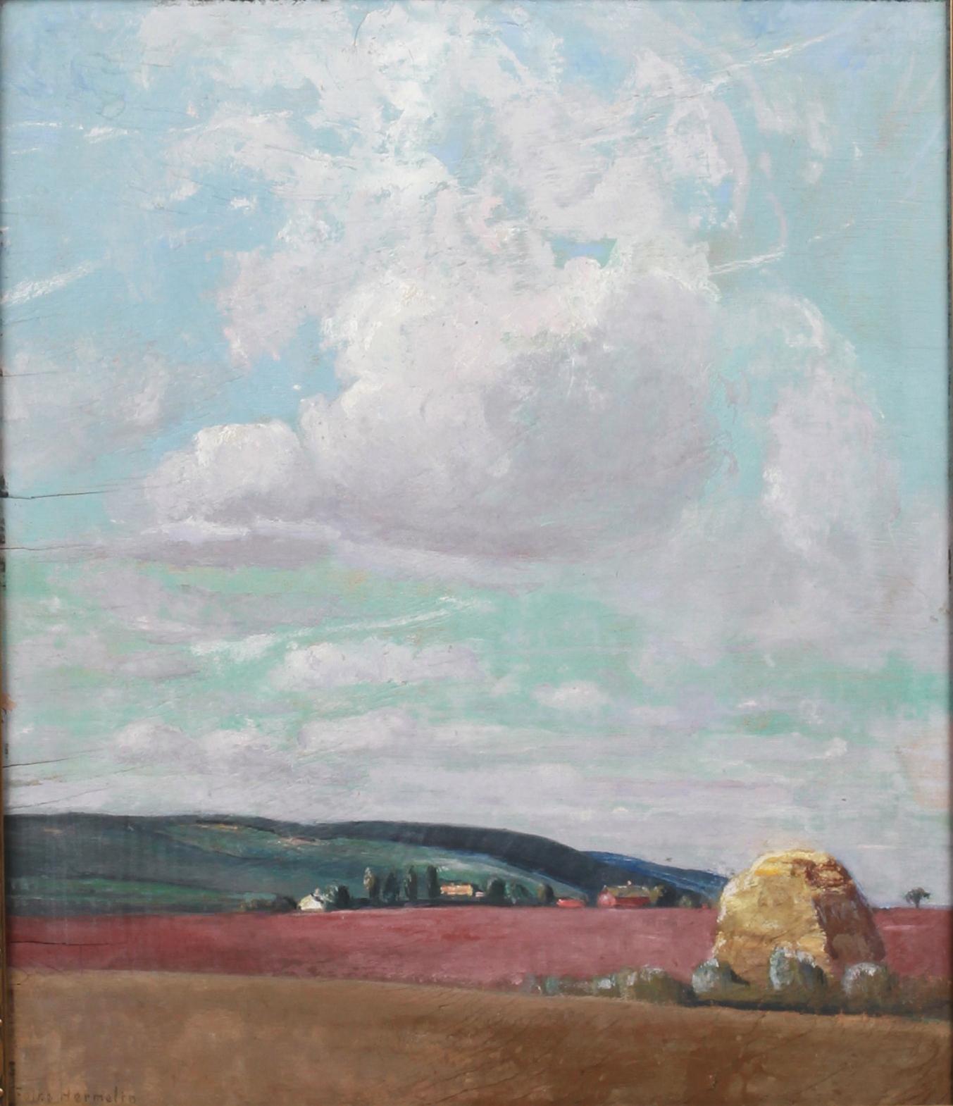 FOLKE HERMELIN, olja på pannå. Sign.