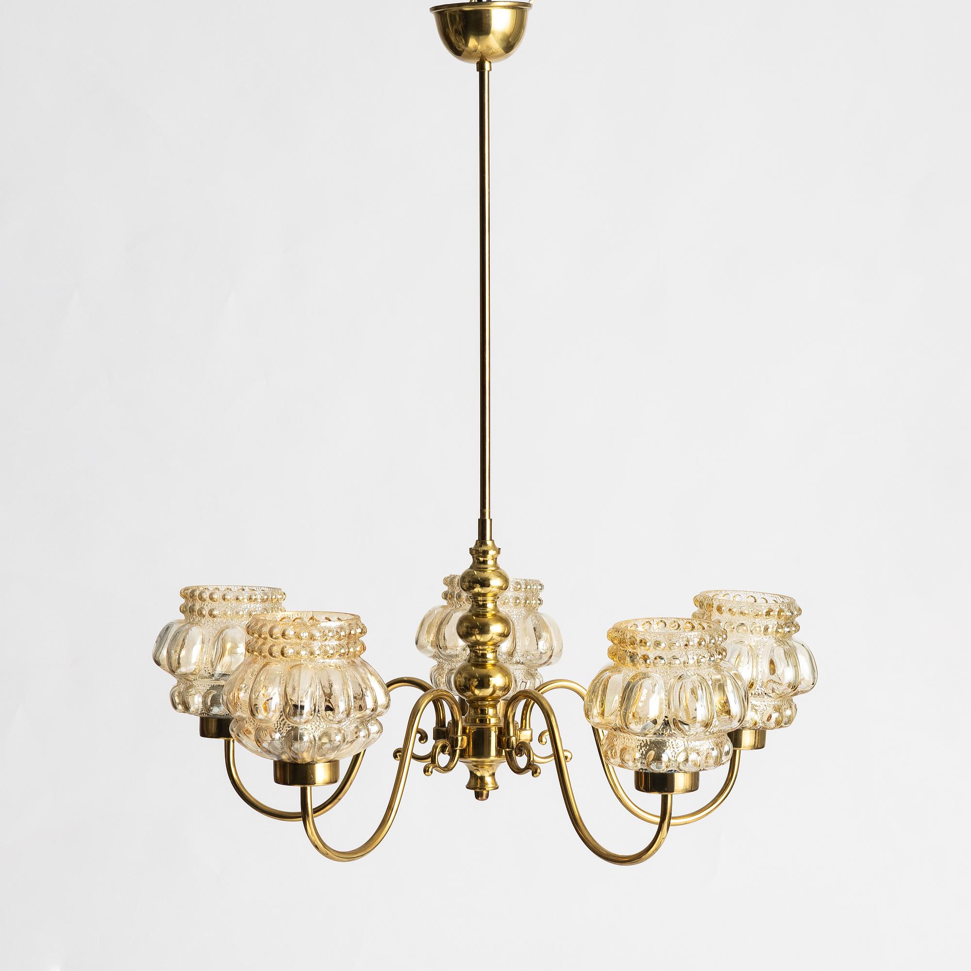 A ceiling lamp, Glashütte Limburg, second half of the 20th century.