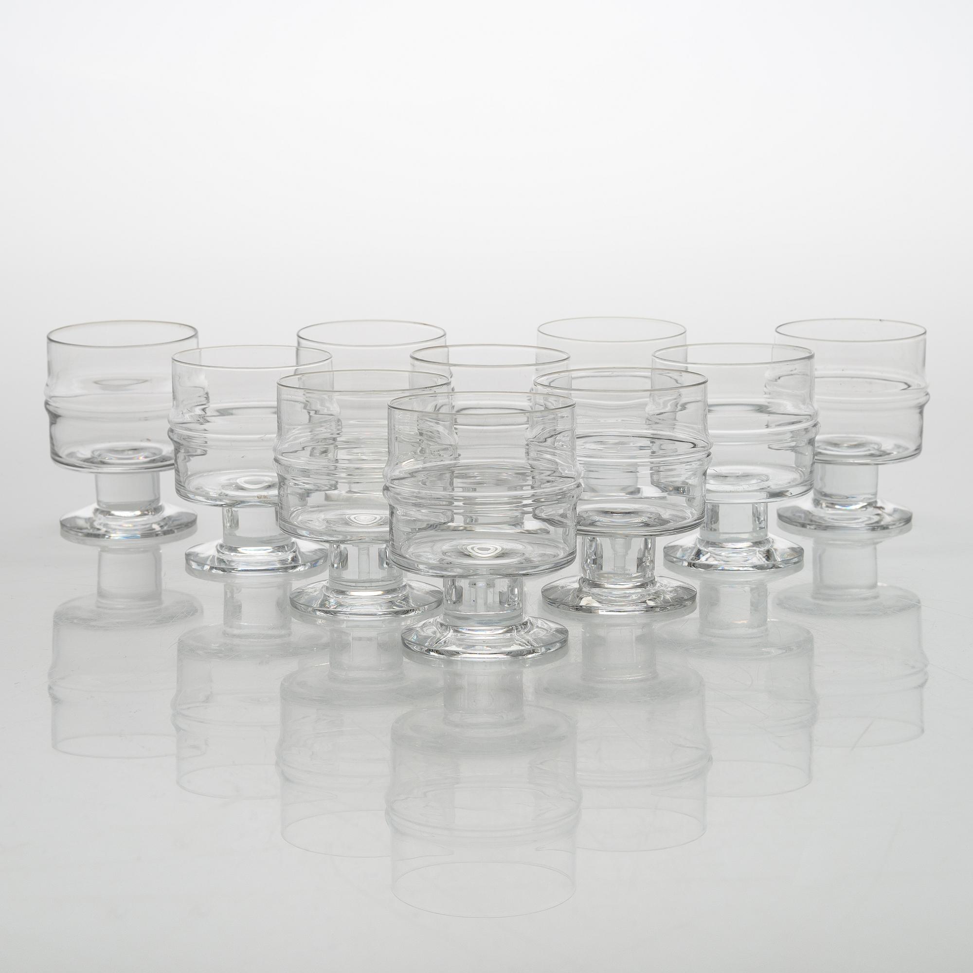 Timo Sarpaneva, set of 54 'Ripple' 2054 glasses for Iittala.