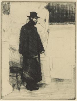Axel Fridell, "Man i kappa" (Konstnären Arvid Knöppel).