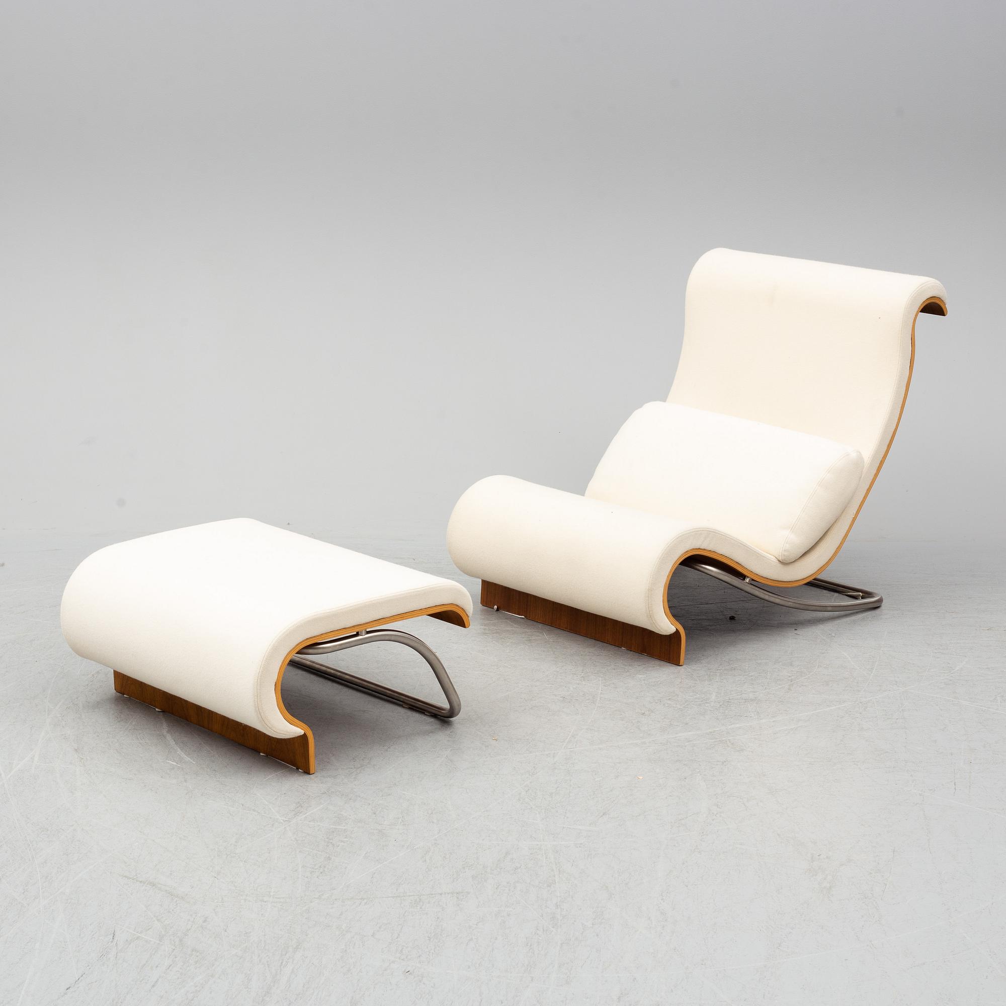JØRN UTZON, an 'Aurora' esy chair and ottoman Trio Line, Denmark.