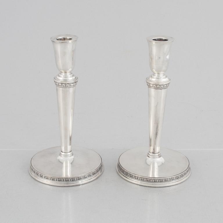 Eric Råström, a pair of silver candlesticks, Råströms Silver- O Nysilverfabrik , Stockholm 1957.