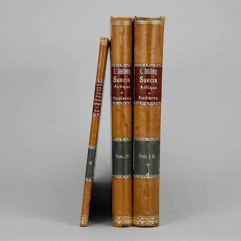 SUECIA ANTIQUA ET HODIERNA, 3 vol, Eric Dahlberg, Stockholm sannolikt 1856.