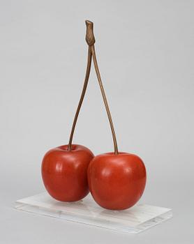 A Hans Hedberg faience and bronze sculpture of cherries, Biot, France.