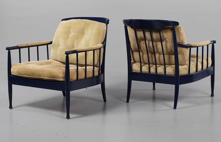 FÅTÖLJER, ett par, "Skrindan", Kerstin Hörlin Holmqvist, 1900-talets andra hälft.