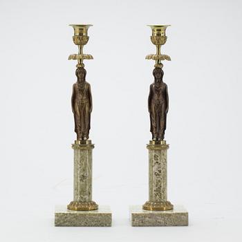 LJUSSTAKAR, ett par, empirestil.