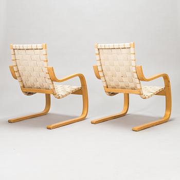 Alvar Aalto, fåtöljer, ett par, modell 406 för Artek, 1970-tal.