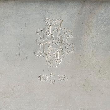 Oscar Antonsson, a "Hästbetvingaren" (Tamer of Horses) pewter box, Ystad-Metall, Sweden, 1932.