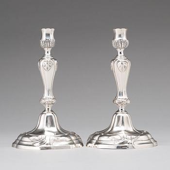 A pair of 18th century silver candlesticks, maker's mark of Swante Striedbeck (Stralsund 1763-1776).