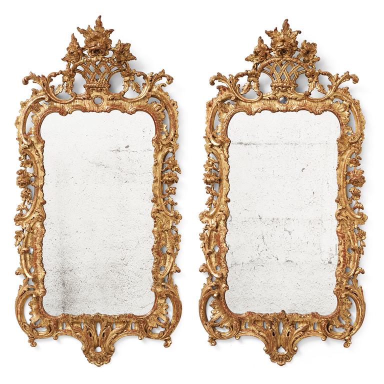 A pair of English mid 18th century mirrors.
