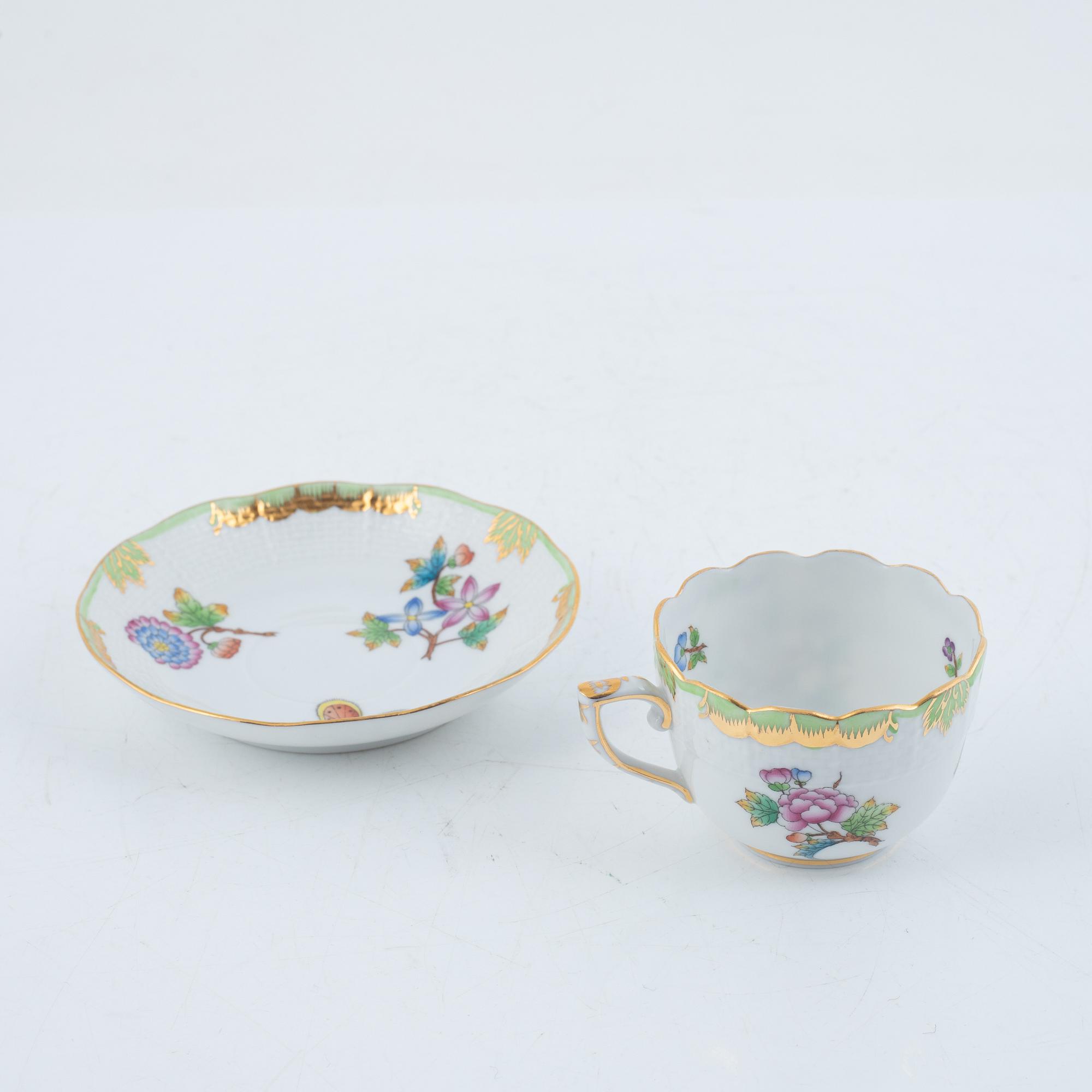 Herend, kaffeservis, 16 delar, porslin, "Queen Victoria", Ungern.