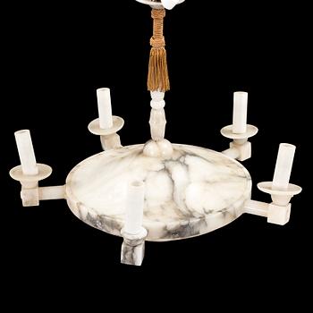 A first half of the 20th century alabaster ceiling lamp.