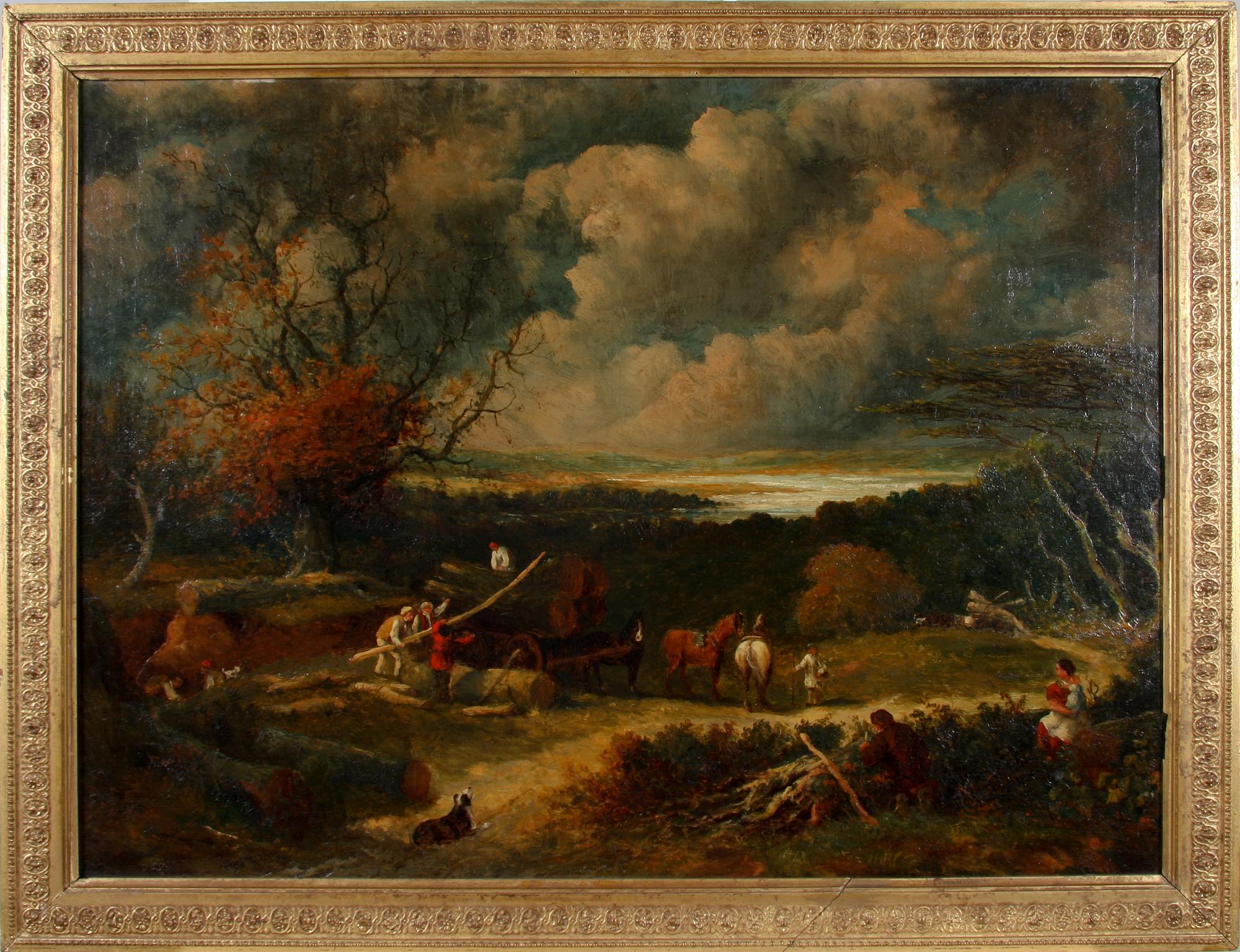 OKÄND KONSTNÄR, olja på uppklistrad duk. 1800-tal.