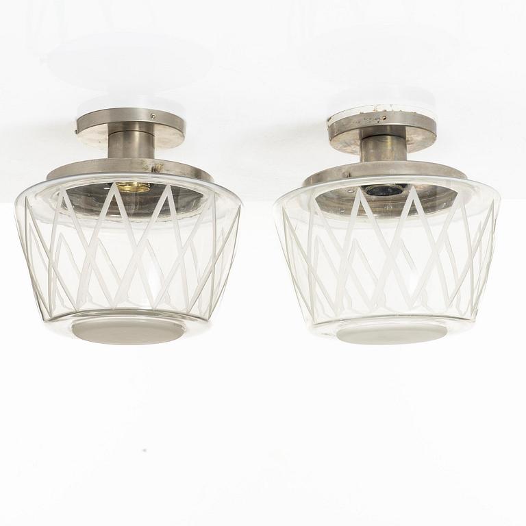 Harald Notini, taklampor, ett par, modell 11197, Arvid Böhlmarks Lampfabrik, Stockholm, 1940-tal.