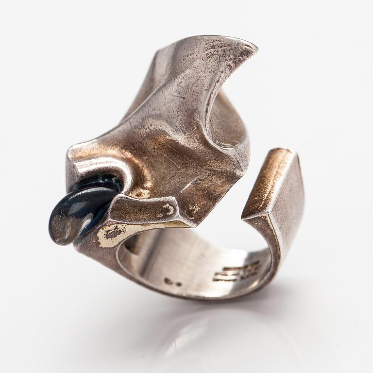 Björn Weckström, "Creature's eye", a sterling silver and acrylic ring. Lapponia 1973.