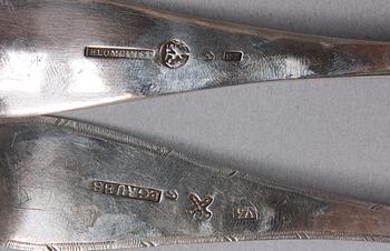 MATSKEDAR, 5 st, silver, flertal mästare och städer, bla L. Grubb, Sundsvall. 1800-tal.