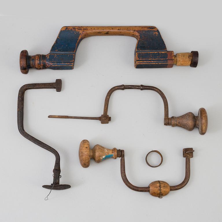 TEN WOOD AND IRON HAND TOOLS, 19th century.