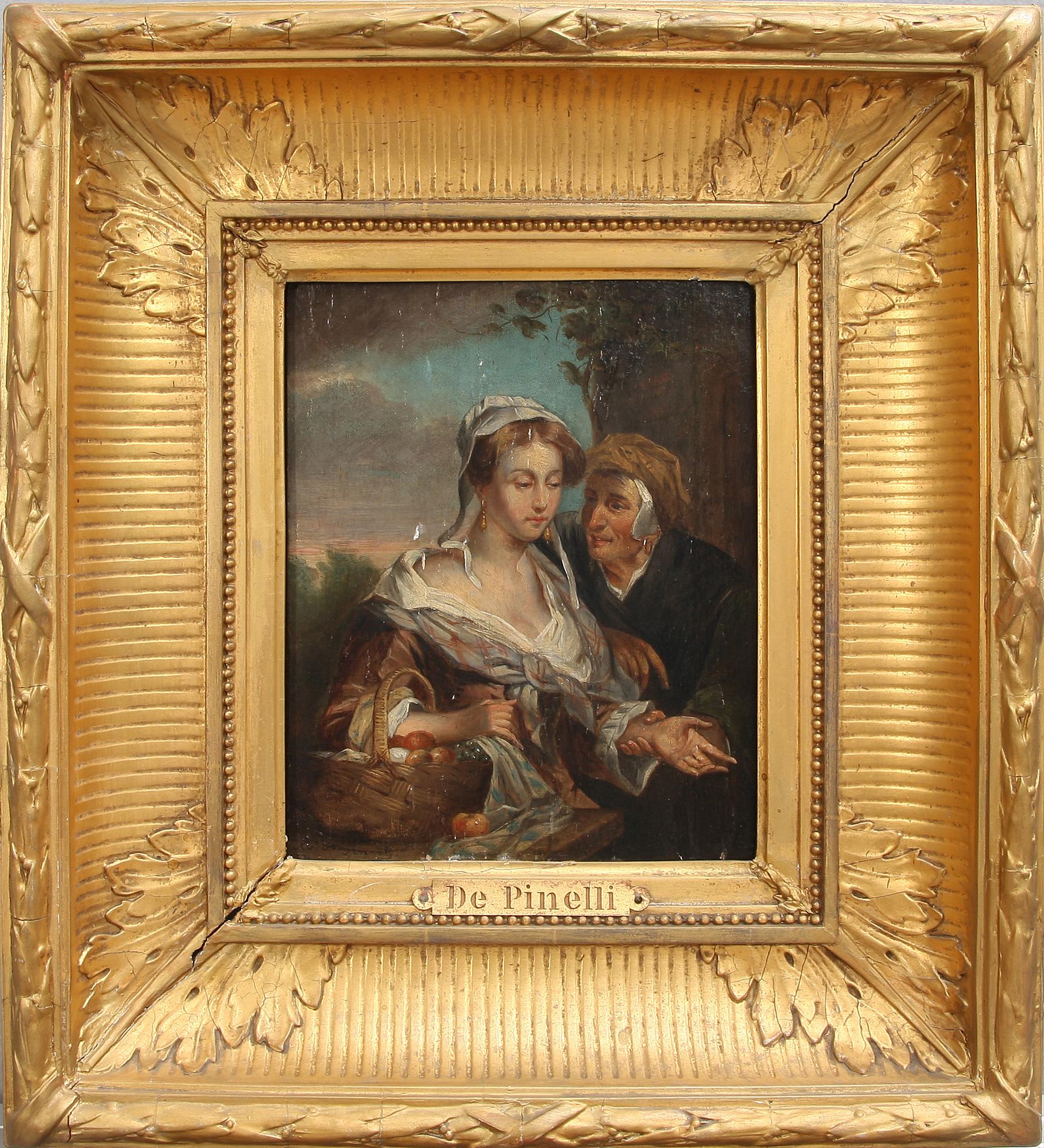 AUGUSTE DE PINELLI, tillskriven, olja på pannå, otydl sign.