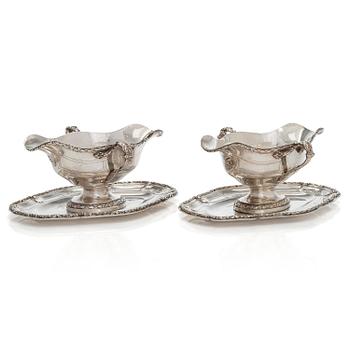 A pair of Boin-Taburet silver sauceboats, Paris 1870s-90s.