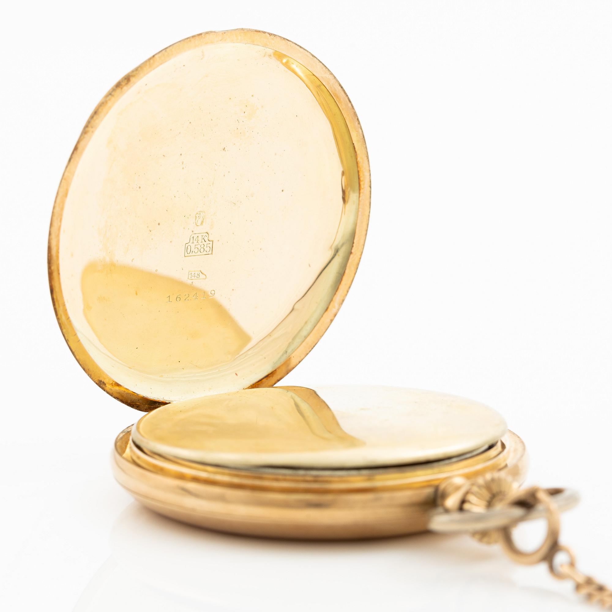 Klas Hedmark, Södertälje, pocket watch, 51 mm, hunter, "Boliden guld".