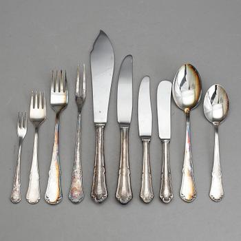 BESTICKUPPSÄTTNING, 83 delar, silver. MGAB, Uppsala, mestadels 1976-77. Vikt ca 3260 gram.