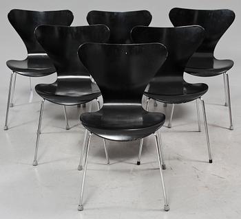 STOLAR, 6 st, "Sjuan", Arne Jacobsen, Fritz Hansen, 1990-tal.