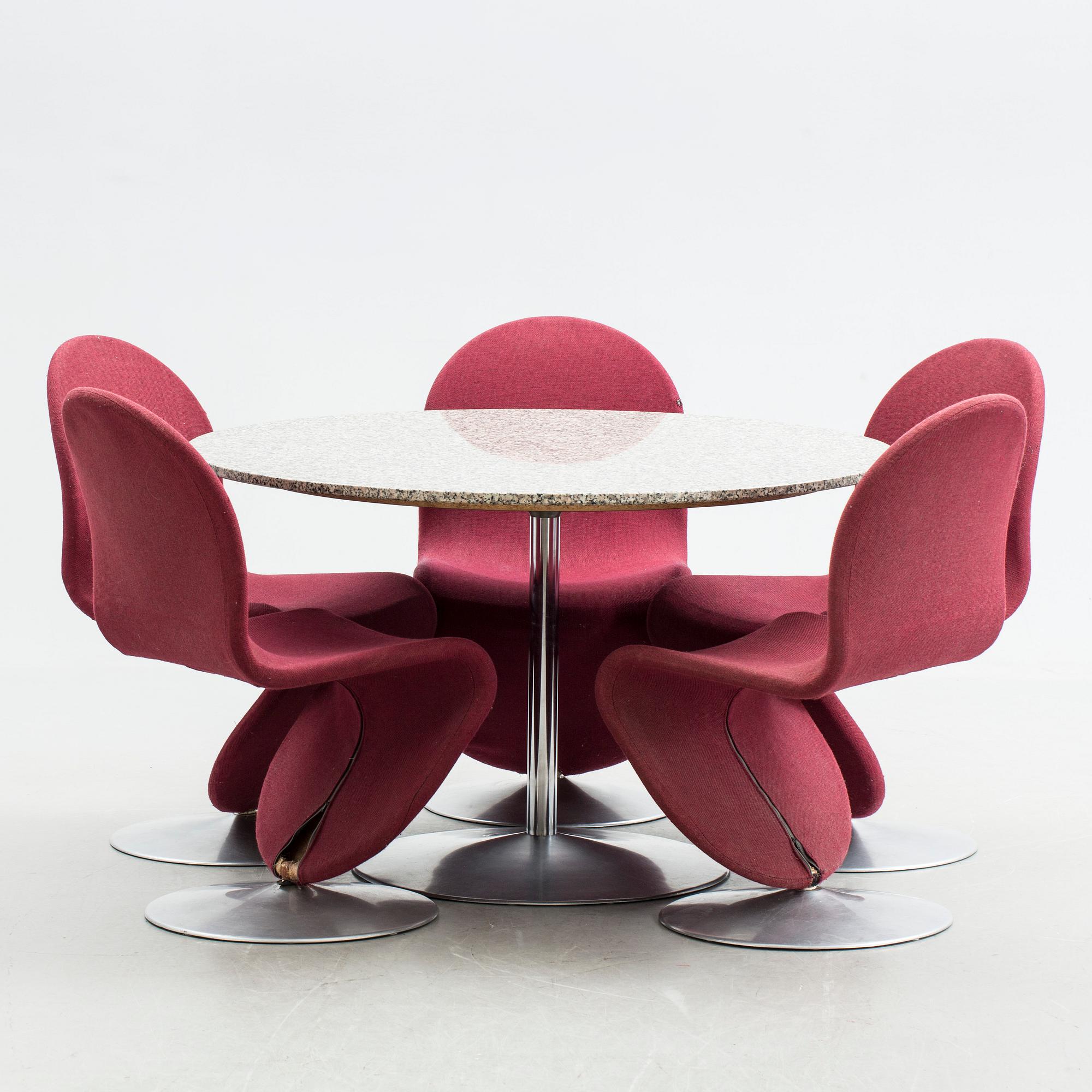 MATGRUPP, 6 delar, Verner Panton för Fritz Hanzen. 1970-tal.