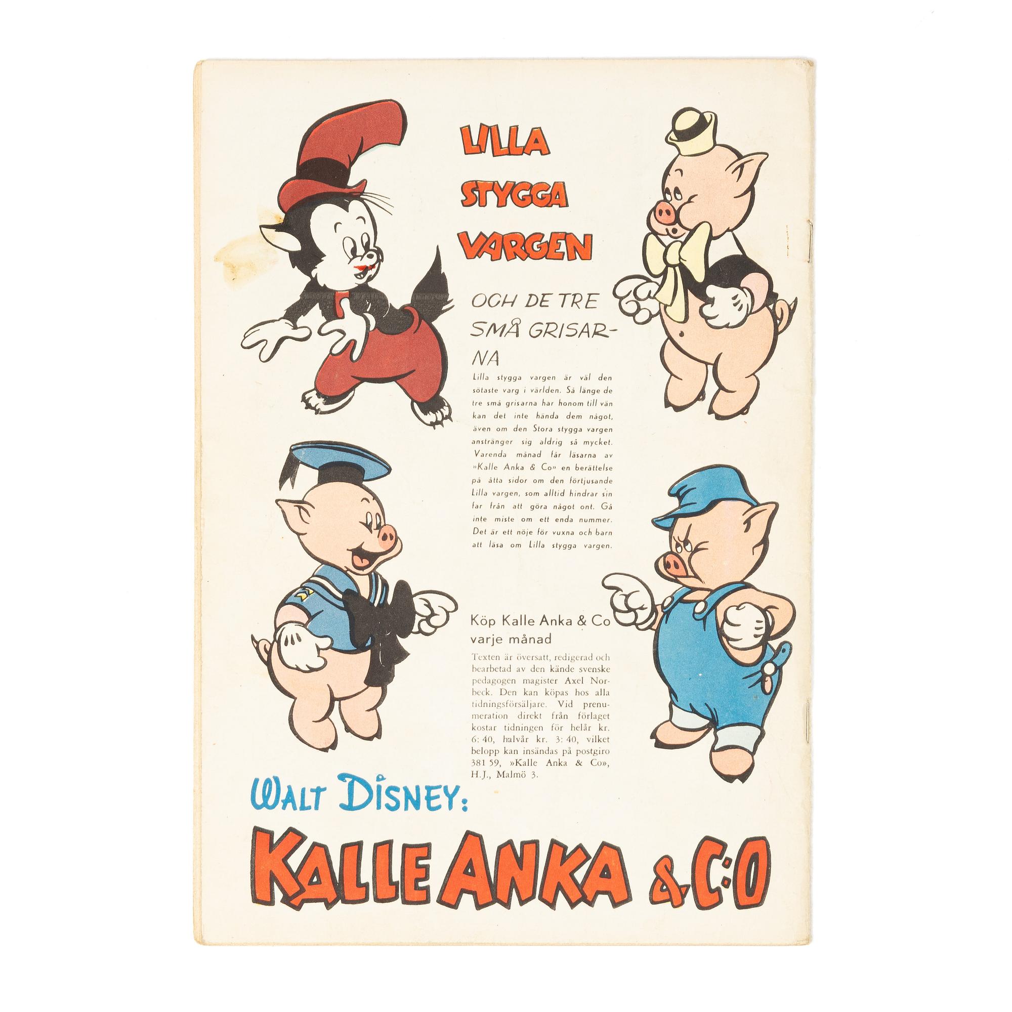 Comic book, Kalle Anka & Co, no. 1, 1949.
