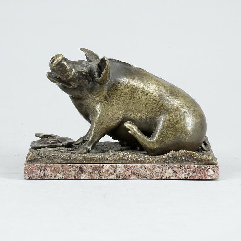 SKULPTUR, brons samt granitell, 1800-tal.