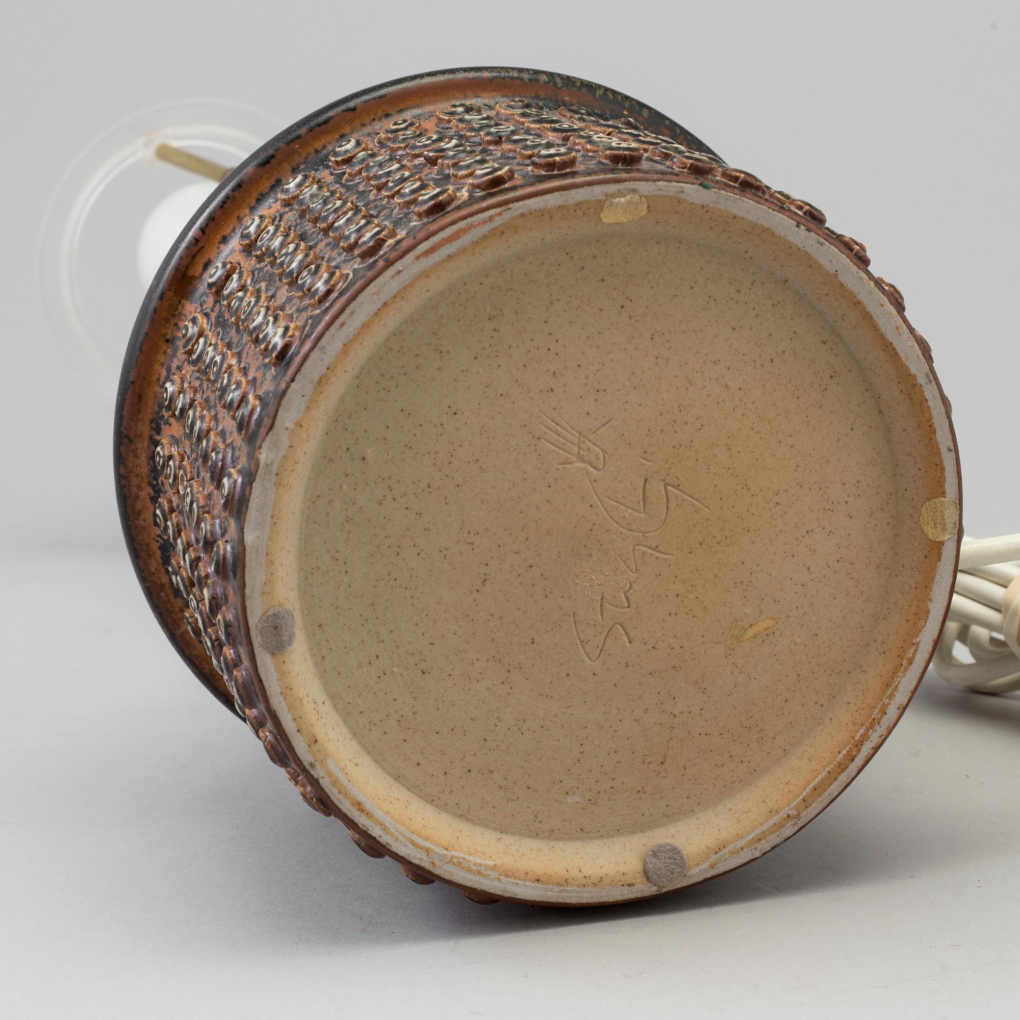 STIG LINDBERG, bordslampa, stengods, Gustavsberg studio, unik.