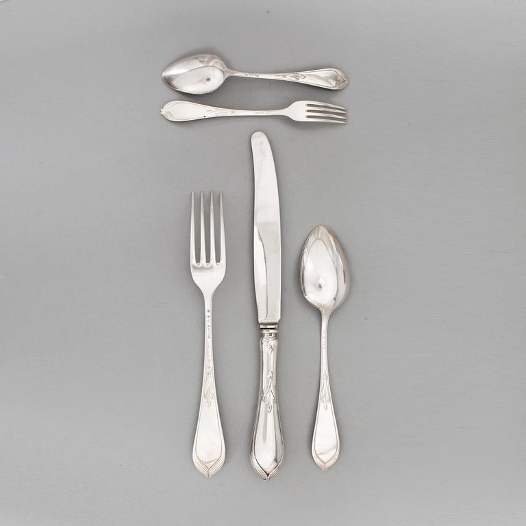 BESTICKSERVIS, 126 delar, silver, "Tulpan", K. Anderson, Stockholm 1910-30-tal. Tot ca 6150 gram.