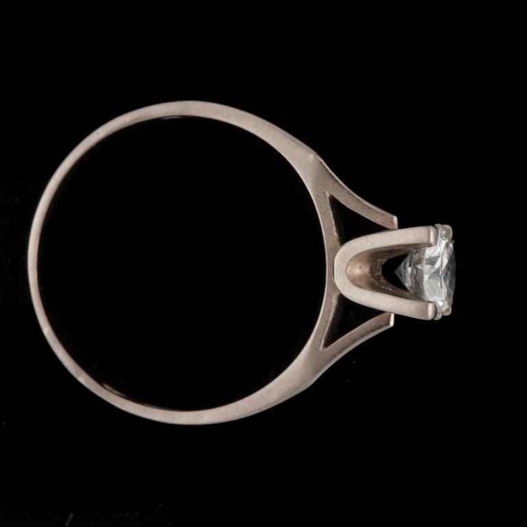 A brilliant-cut diamond, 0.74 ct, ring. Quality circa G-H/VS.