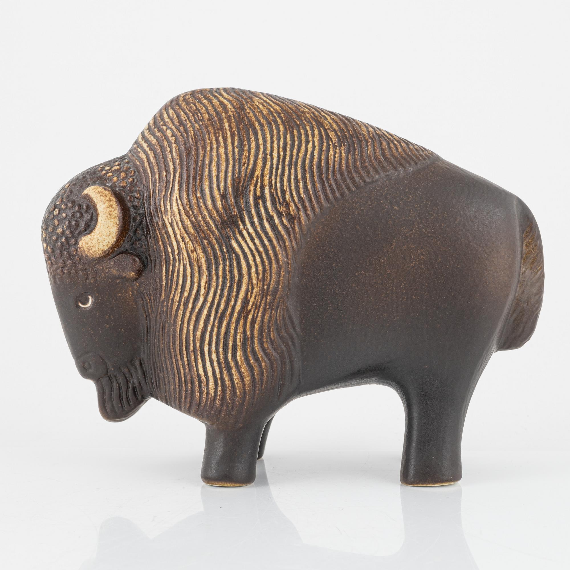 Lisa Larson, "Visent", figurin, stengods, Gustavsberg.